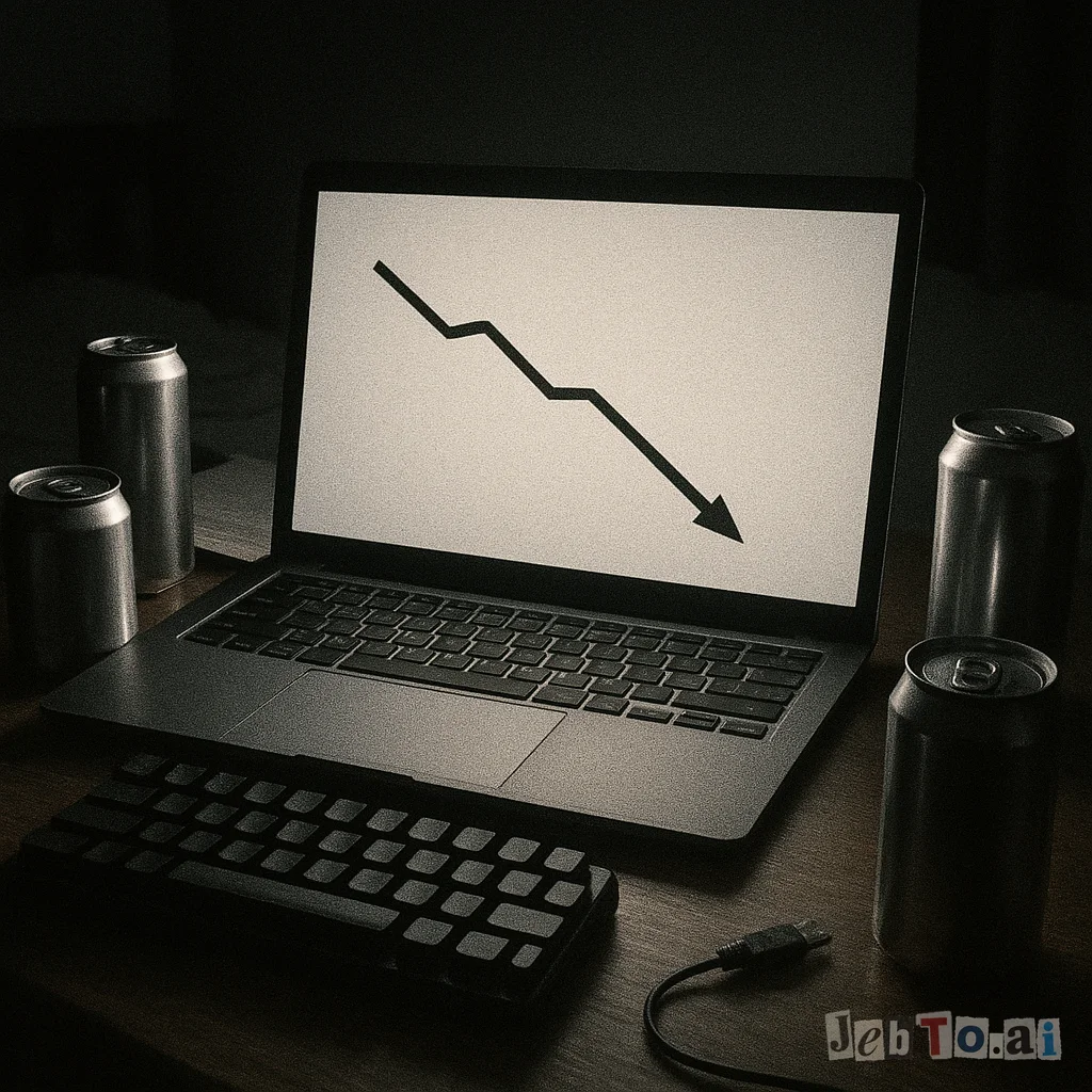 A laptop with a dollar target chart and an unplugged keyboard.