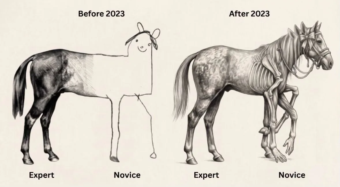 THE HORSE ERA, Expert vs novice, before and after 2023