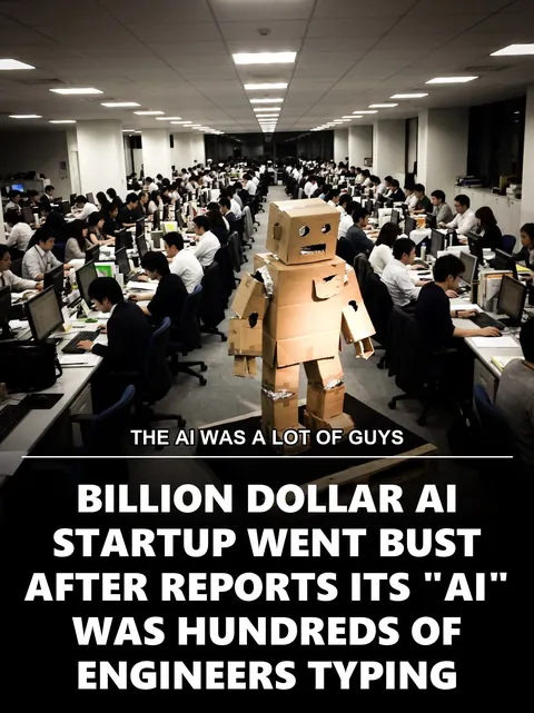 BILLION DOLLAR AI STARTUP WENT BUST AFTER REPORTS ITS "AI" WAS HUNDREDS OF ENGINEERS