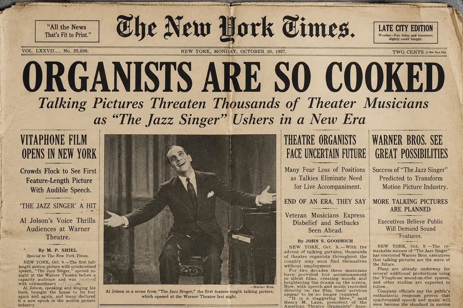 HISTORY REPEATS, Organists are so cooked