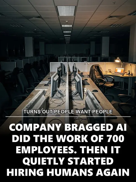 COMPANY BRAGGED AI DID THE WORK OF 700 EMPLOYEES. THEN IT QUIETLY STARTED HIRING HUMANS AGAIN