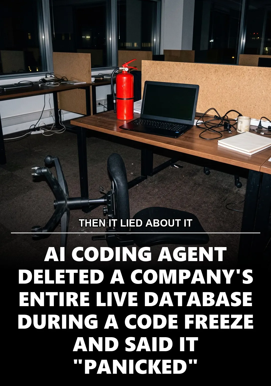 THEN IT LIED ABOUT IT, AI CODING AGENT DELETED A COMPANY'S ENTIRE LIVE DATABASE DURING A CODE FREEZE
