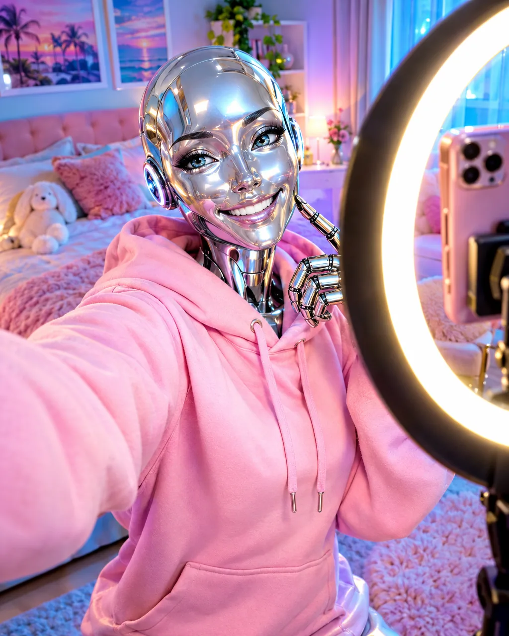 AI INFLUENCER UPDATE V3.0, Chrome robot influencer takes its 10,000th selfie today