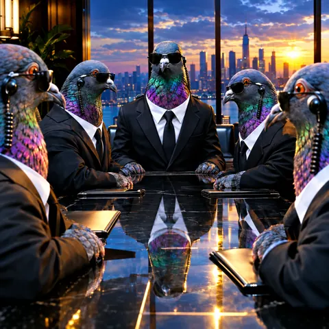 Pigeons in suits confirm the birds aren't real
